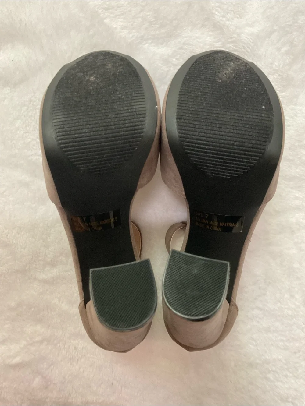Qupid Taupe Suede Platform T-Strap Block Heels